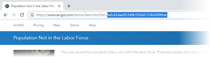 The item ID is in the URL of the ArcGIS Online item